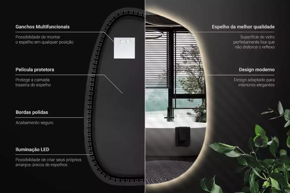 Miroir organique led sans cadre