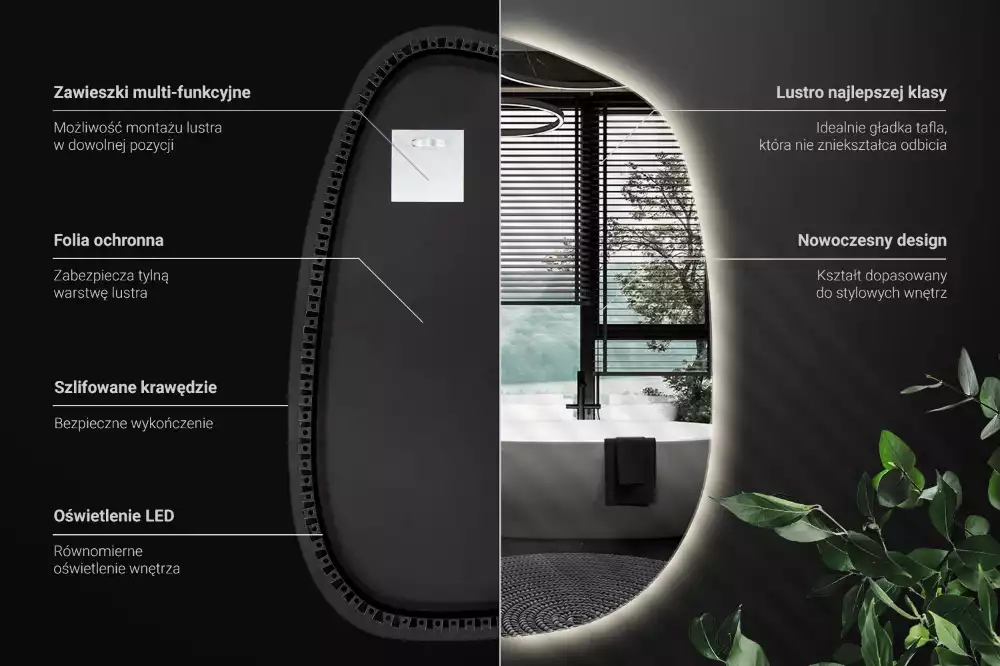 Miroir organique led sans cadre