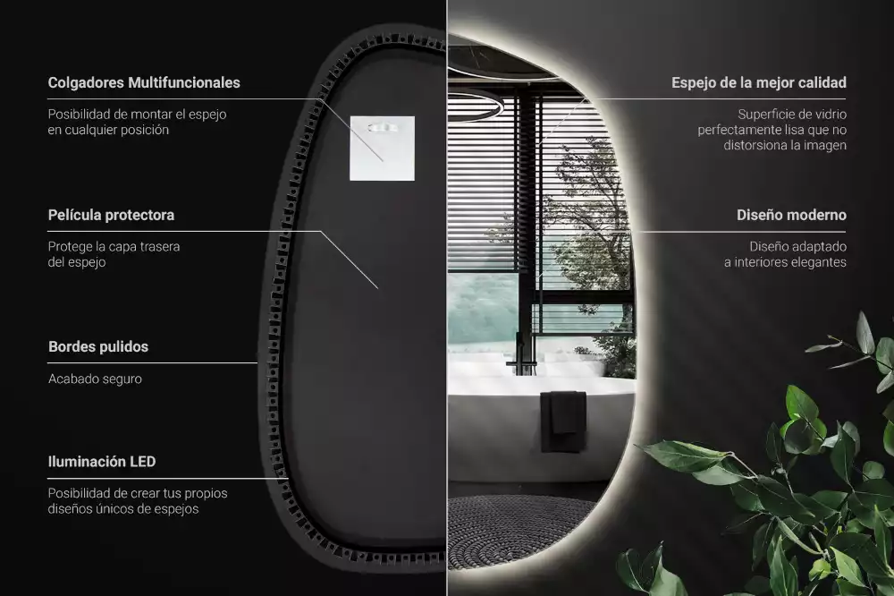Miroir organique led sans cadre