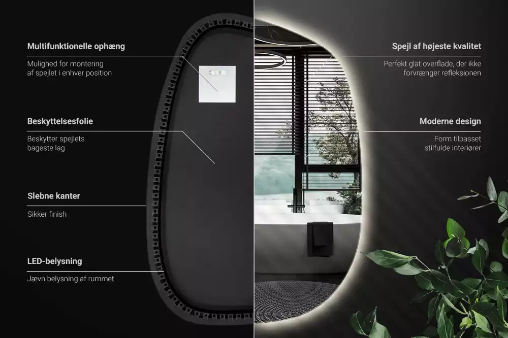 Miroir organique led sans cadre