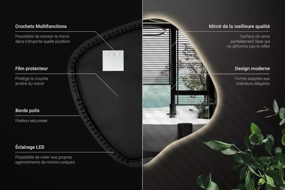 Miroir tache avec éclairage LED unique