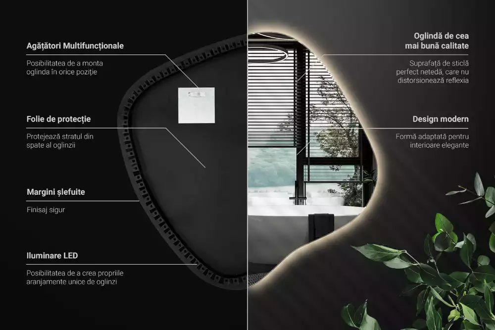 Miroir tache avec éclairage LED unique