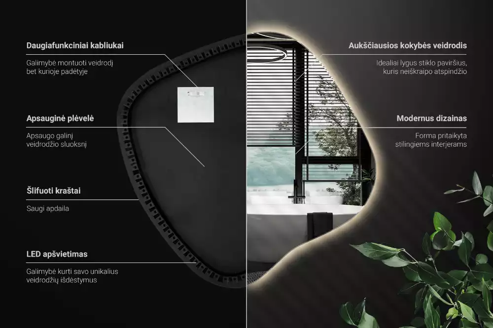 Miroir tache avec éclairage LED unique