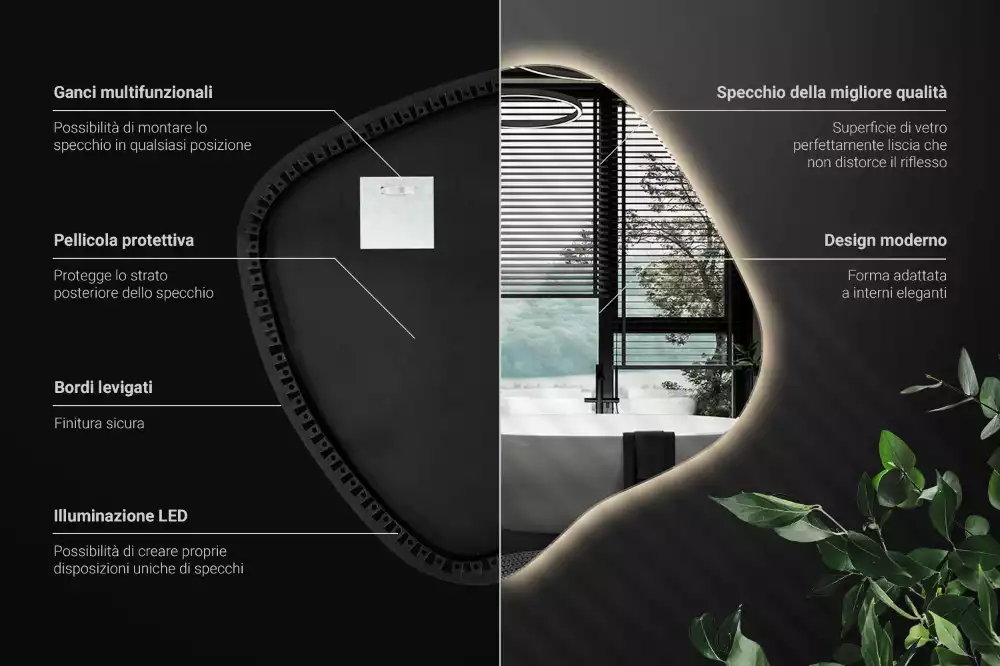 Miroir tache avec éclairage LED unique