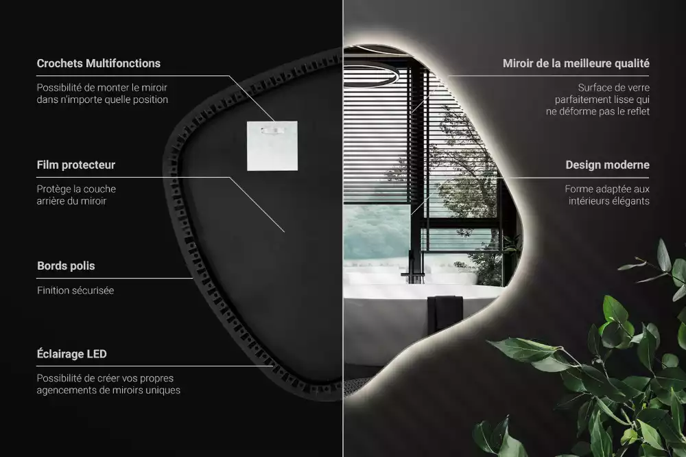 Miroir tache avec éclairage LED unique
