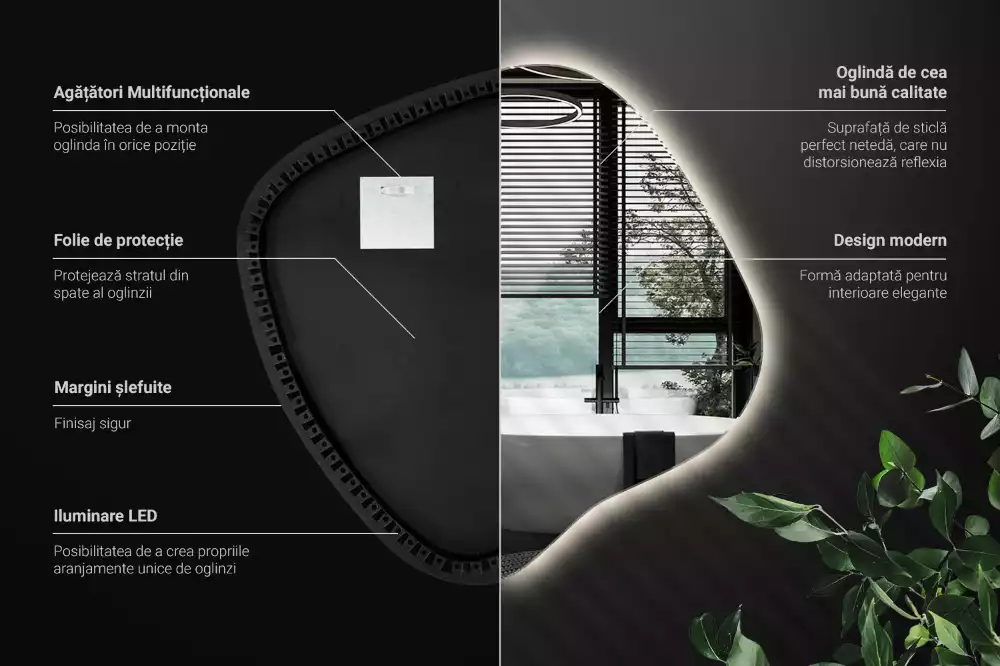 Miroir tache avec éclairage LED unique