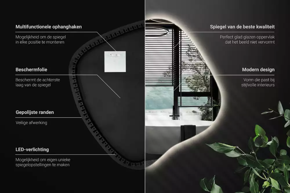 Miroir tache avec éclairage LED unique