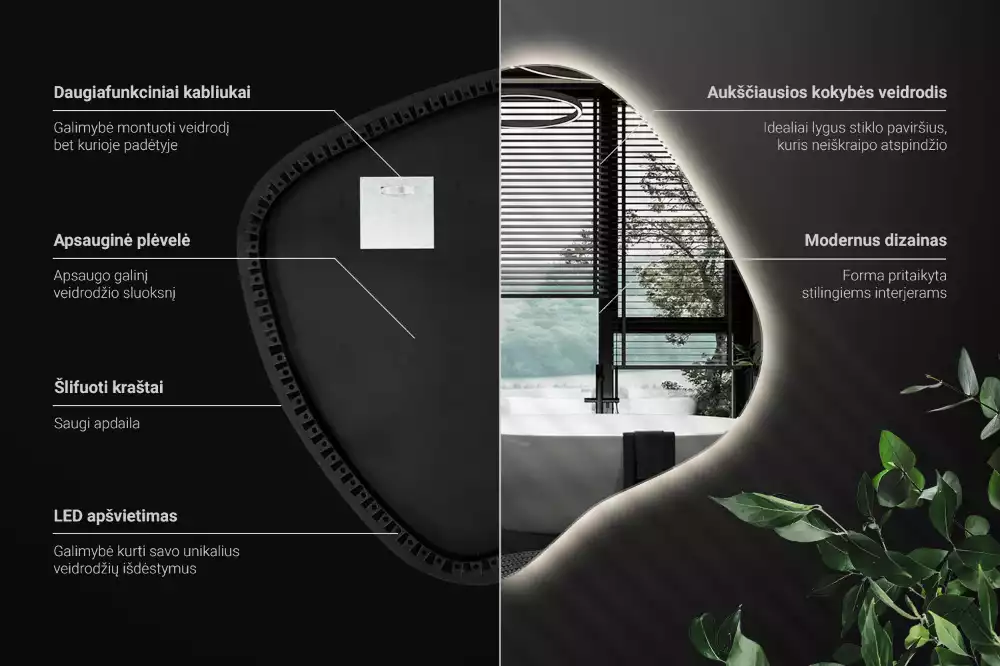 Miroir tache avec éclairage LED unique