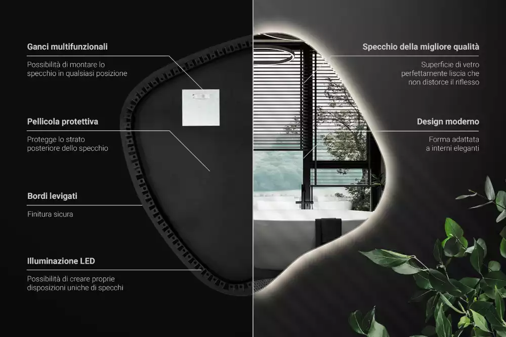 Miroir tache avec éclairage LED unique