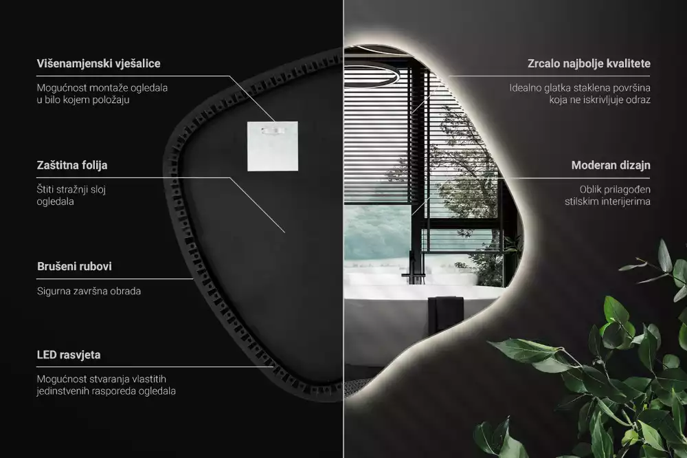 Miroir tache avec éclairage LED unique