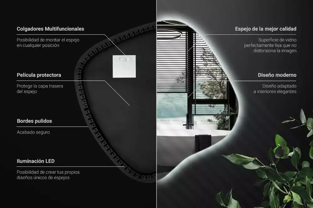 Miroir tache avec éclairage LED unique