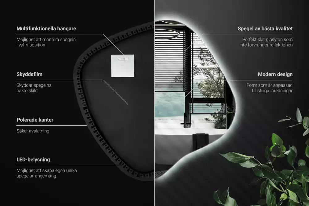 Miroir tache avec éclairage LED unique