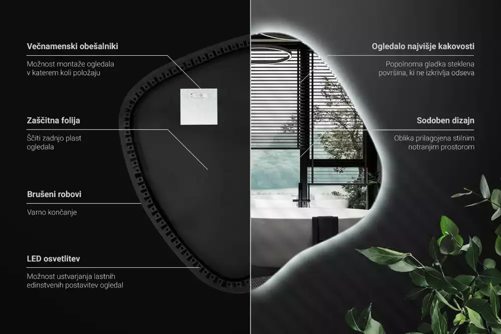 Miroir tache avec éclairage LED unique