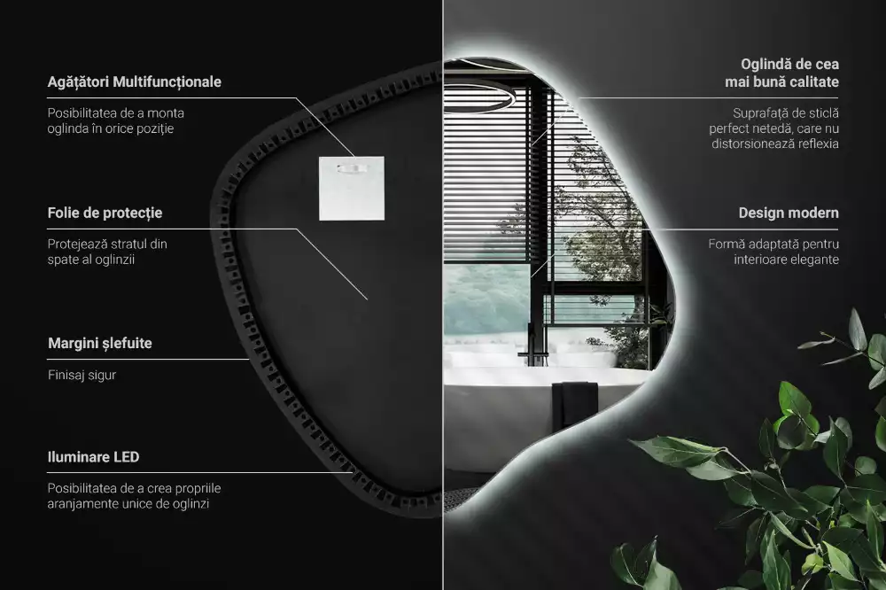 Miroir tache avec éclairage LED unique