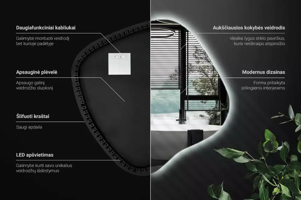 Miroir tache avec éclairage LED unique