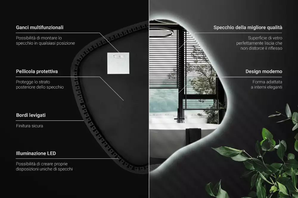 Miroir tache avec éclairage LED unique