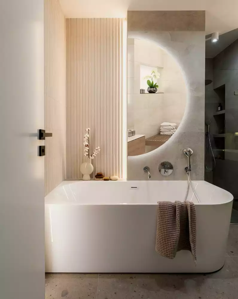 Miroir demi-cercle LED accessoire élégant