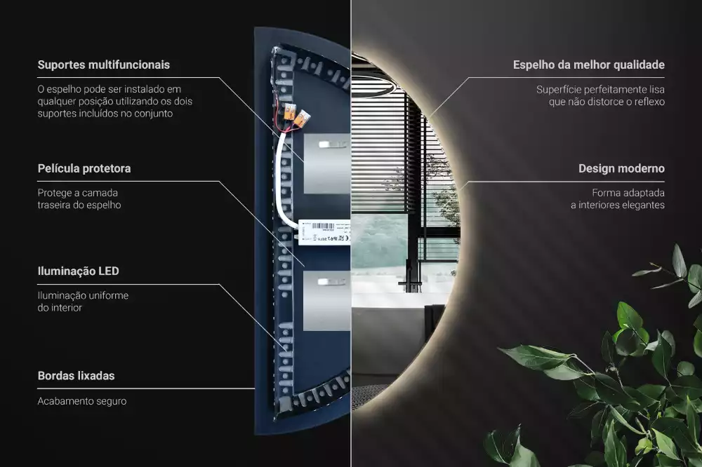 Miroir demi-cercle LED accessoire élégant