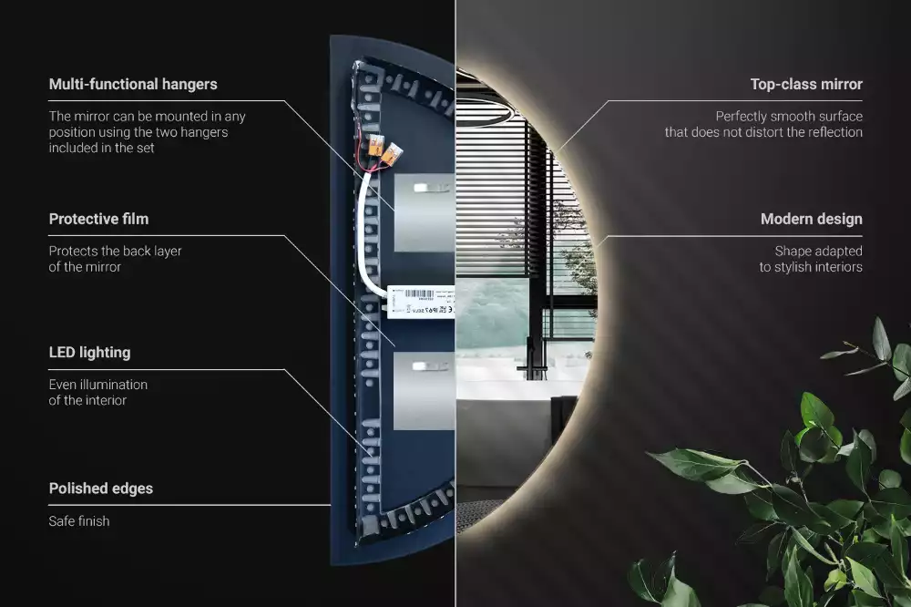 Miroir demi-cercle LED accessoire élégant