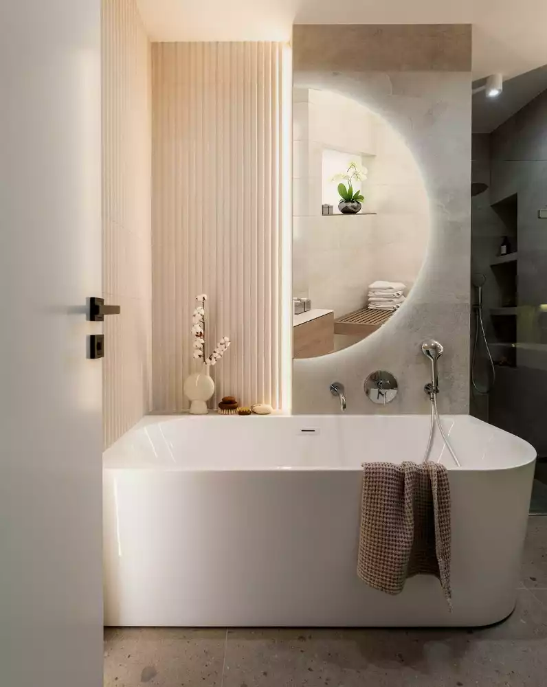 Miroir demi-cercle LED accessoire élégant