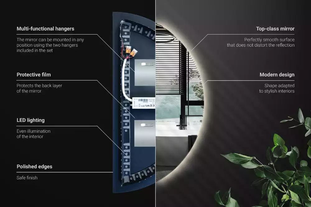 Miroir demi-cercle LED accessoire élégant
