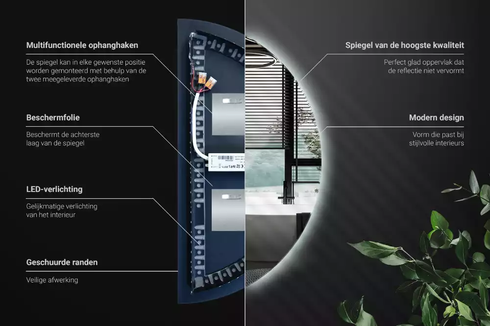 Miroir demi-cercle LED accessoire élégant