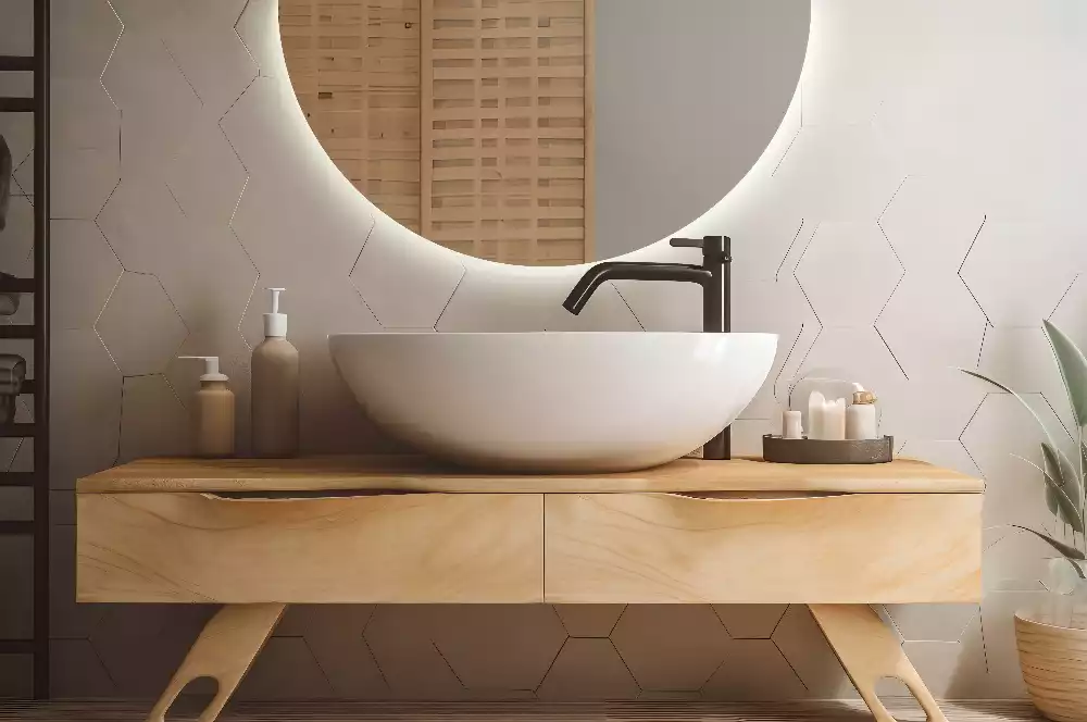 Miroir demi-cercle LED accessoire élégant