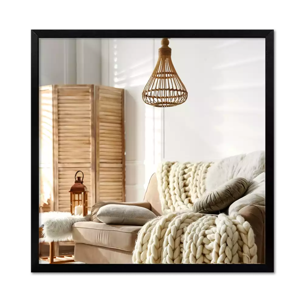 Miroir rectangulaire mur avec cadre noir