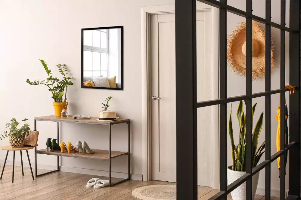 Miroir rectangulaire mur avec cadre noir