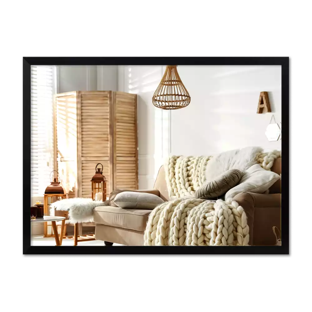 Miroir rectangulaire mur avec cadre noir