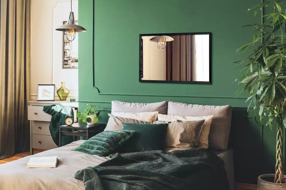 Miroir rectangulaire mur avec cadre noir