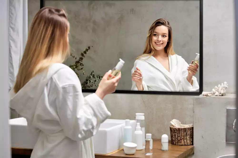 Miroir rectangulaire mur avec cadre noir