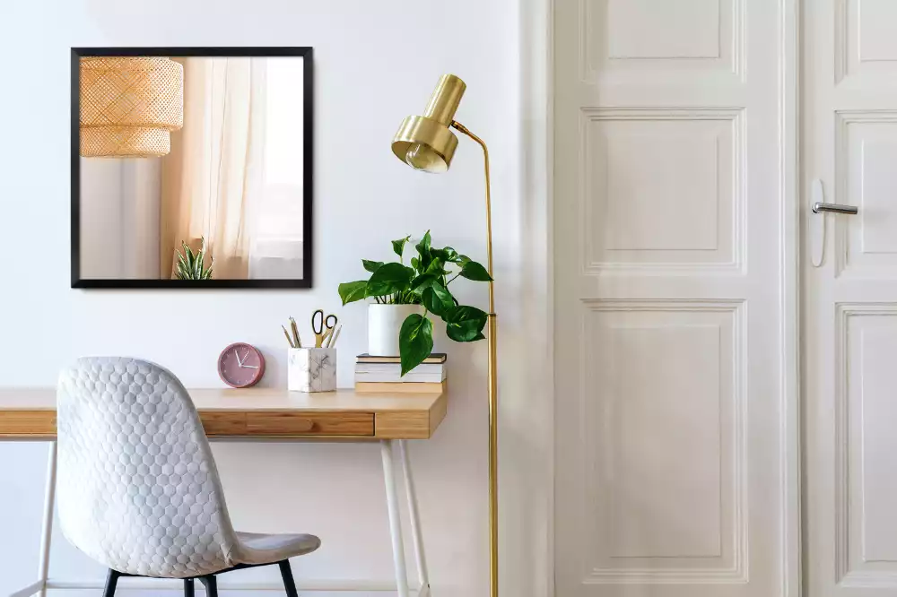 Miroir rectangulaire mur avec cadre noir