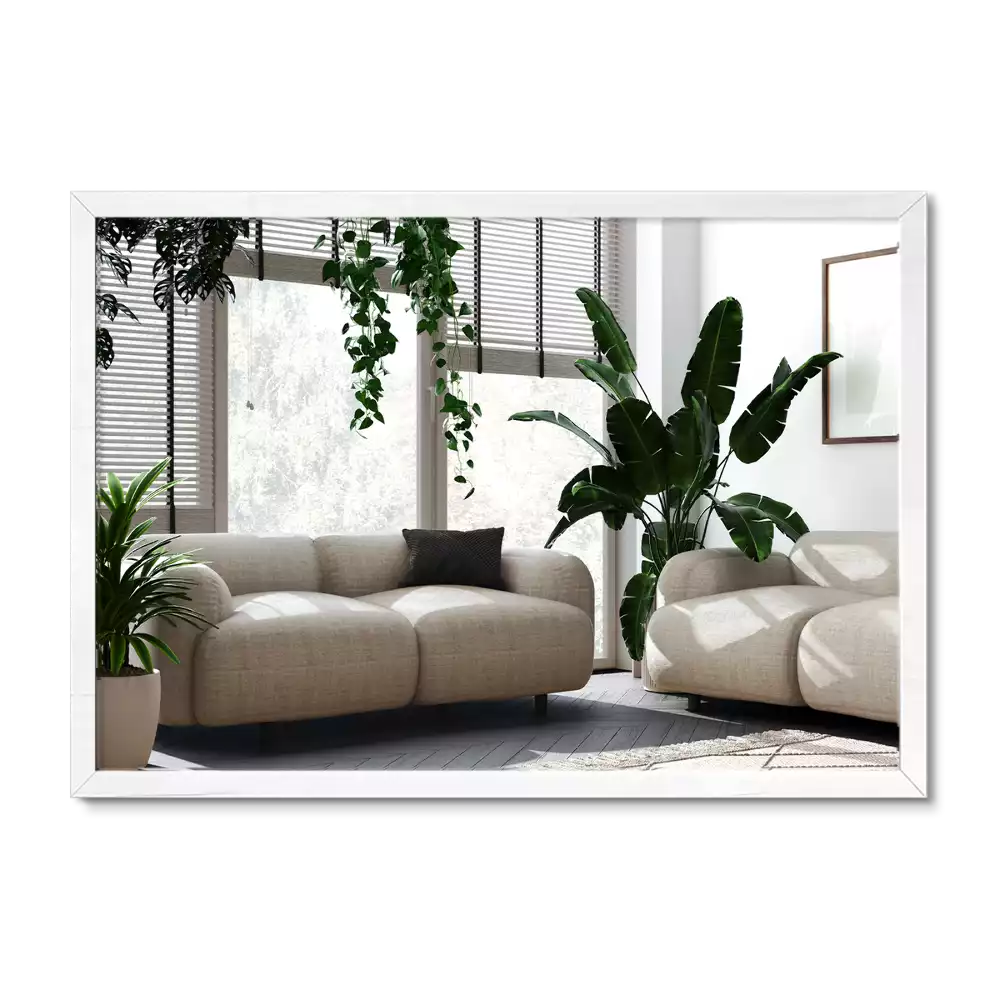 Miroir rectangulaire décoratif avec cadre blanc