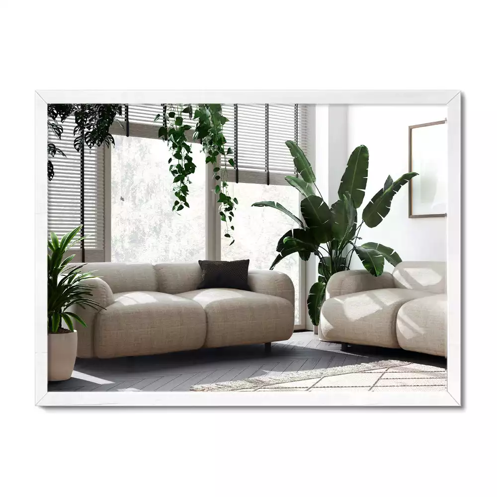 Miroir rectangulaire décoratif avec cadre blanc