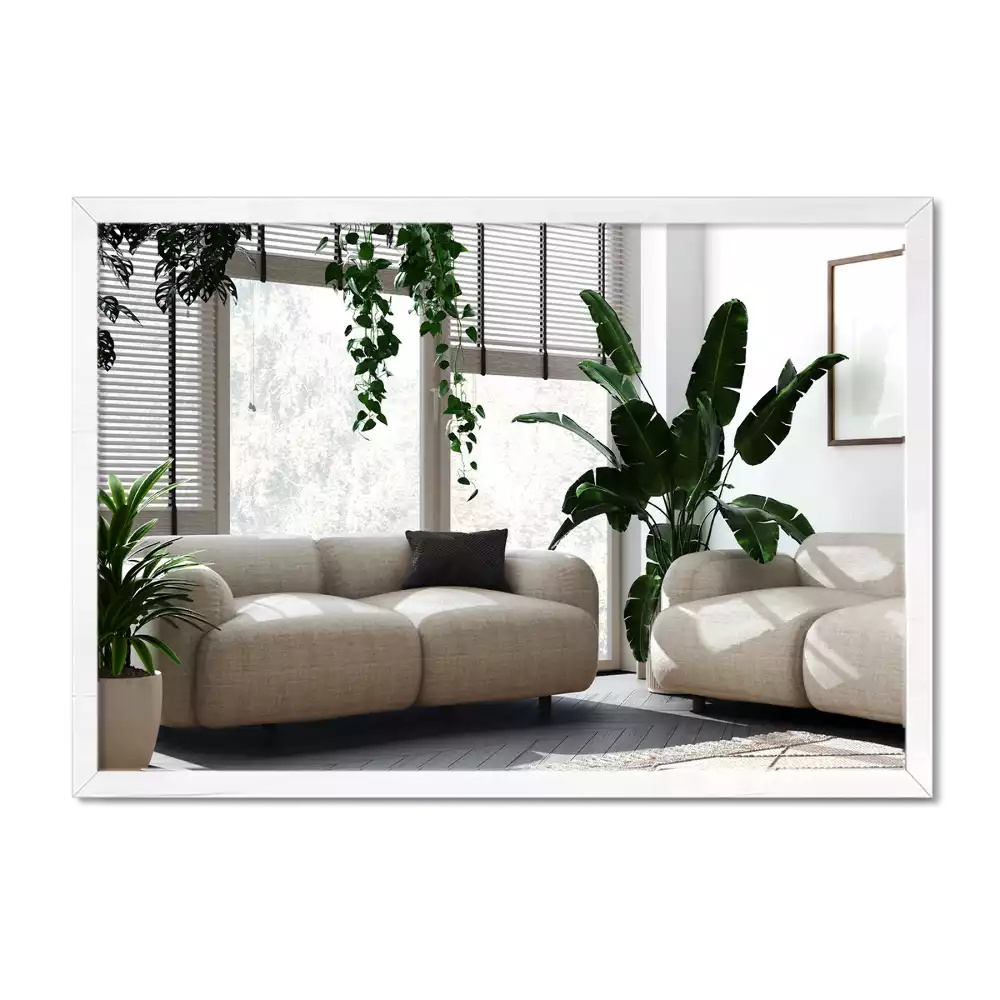 Miroir rectangulaire décoratif avec cadre blanc