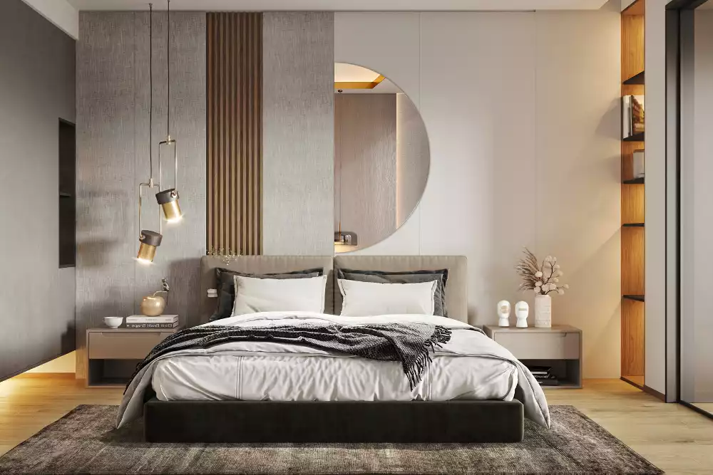 Miroir semi-circulaire suspendu sans cadre