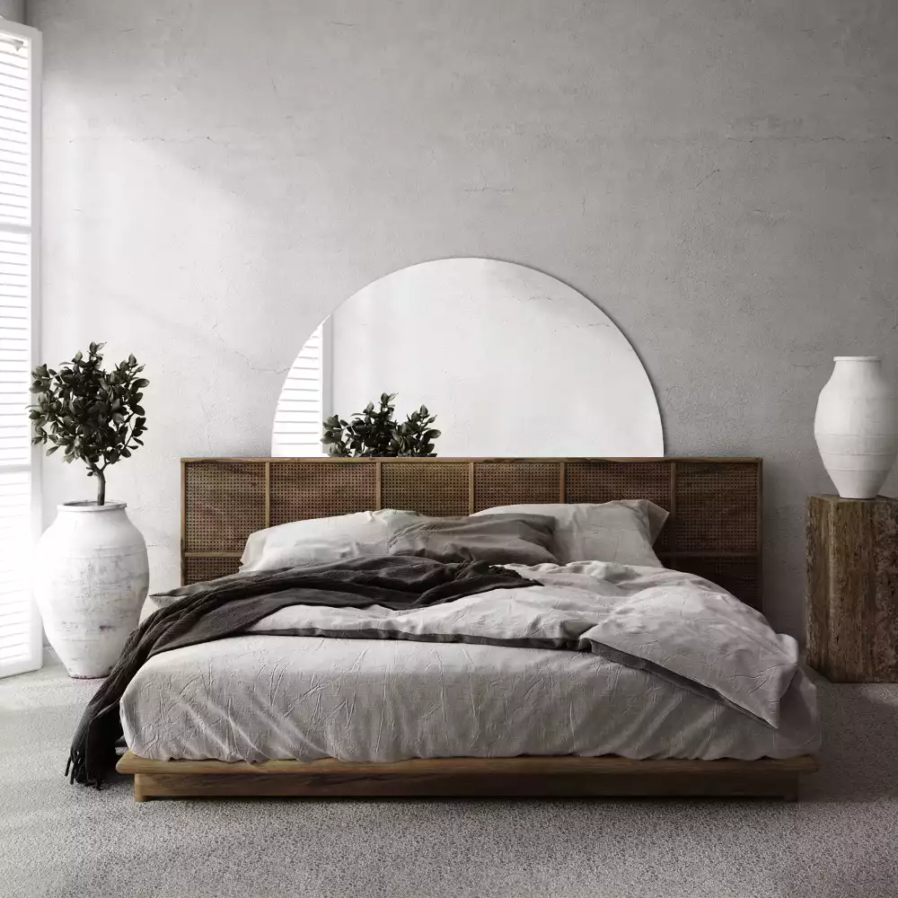 Miroir semi-circulaire suspendu sans cadre