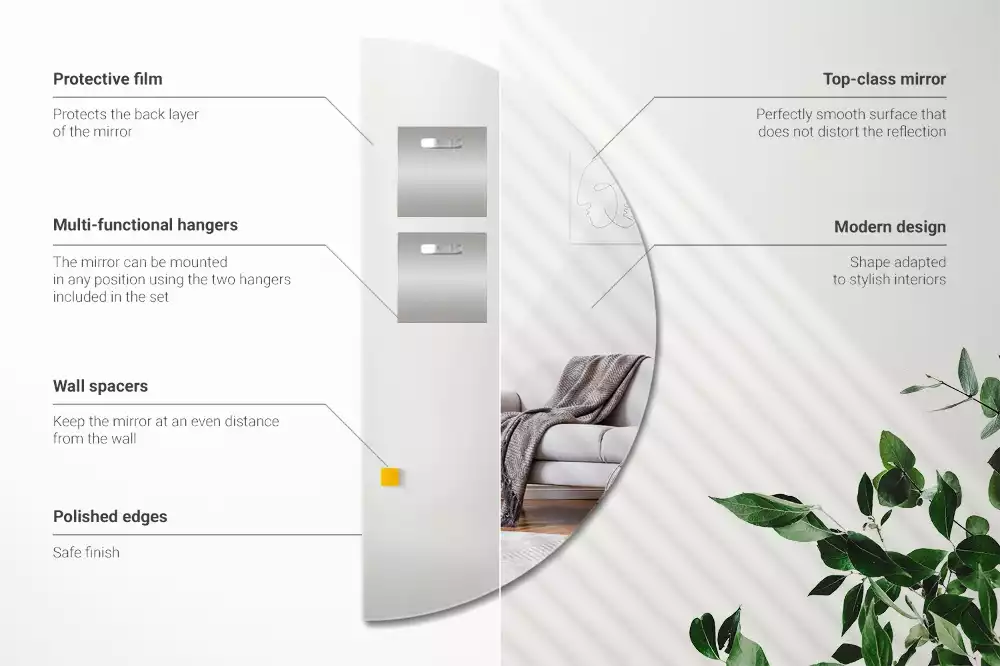 Miroir semi-circulaire suspendu sans cadre