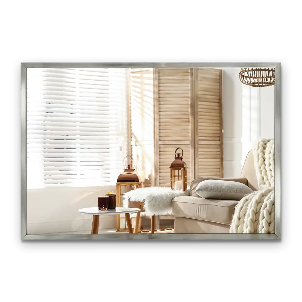 Miroir rectangulaire cadre argenté suspendu