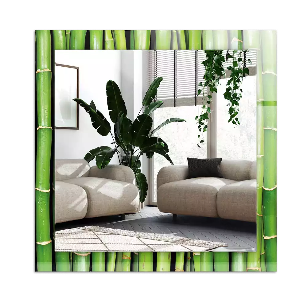Miroir avec imprimé décoratif rectangulaire Tiges de bambou vertes