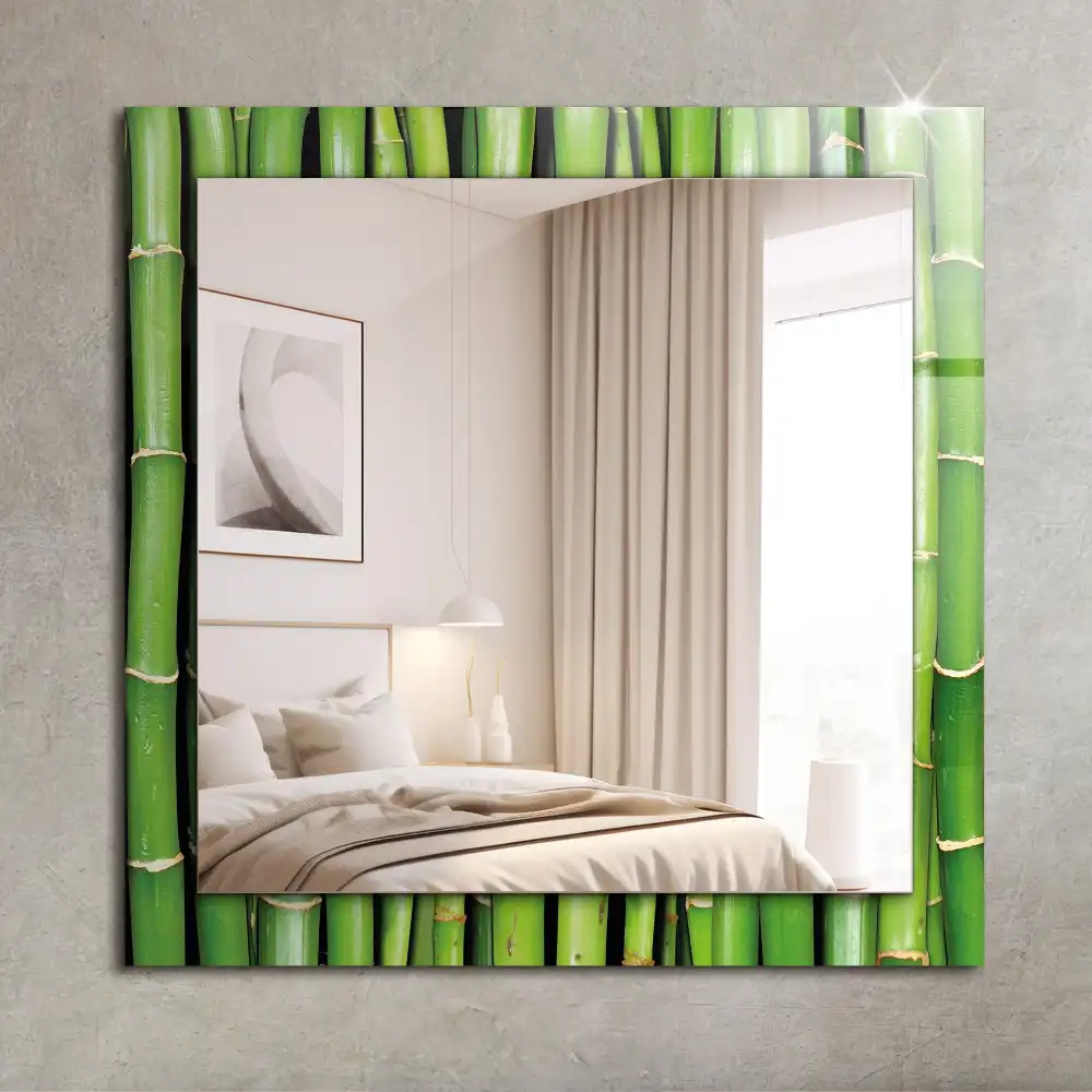 Miroir avec imprimé décoratif rectangulaire Tiges de bambou vertes