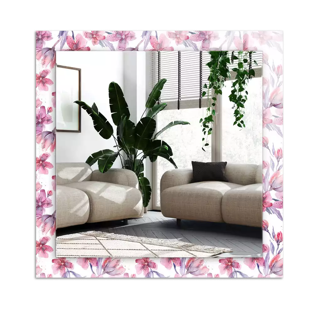 Miroir décoratif rectangulaire Fleurs motif aquarelle