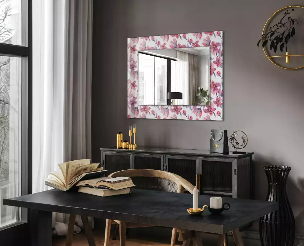 Miroir décoratif rectangulaire Fleurs motif aquarelle