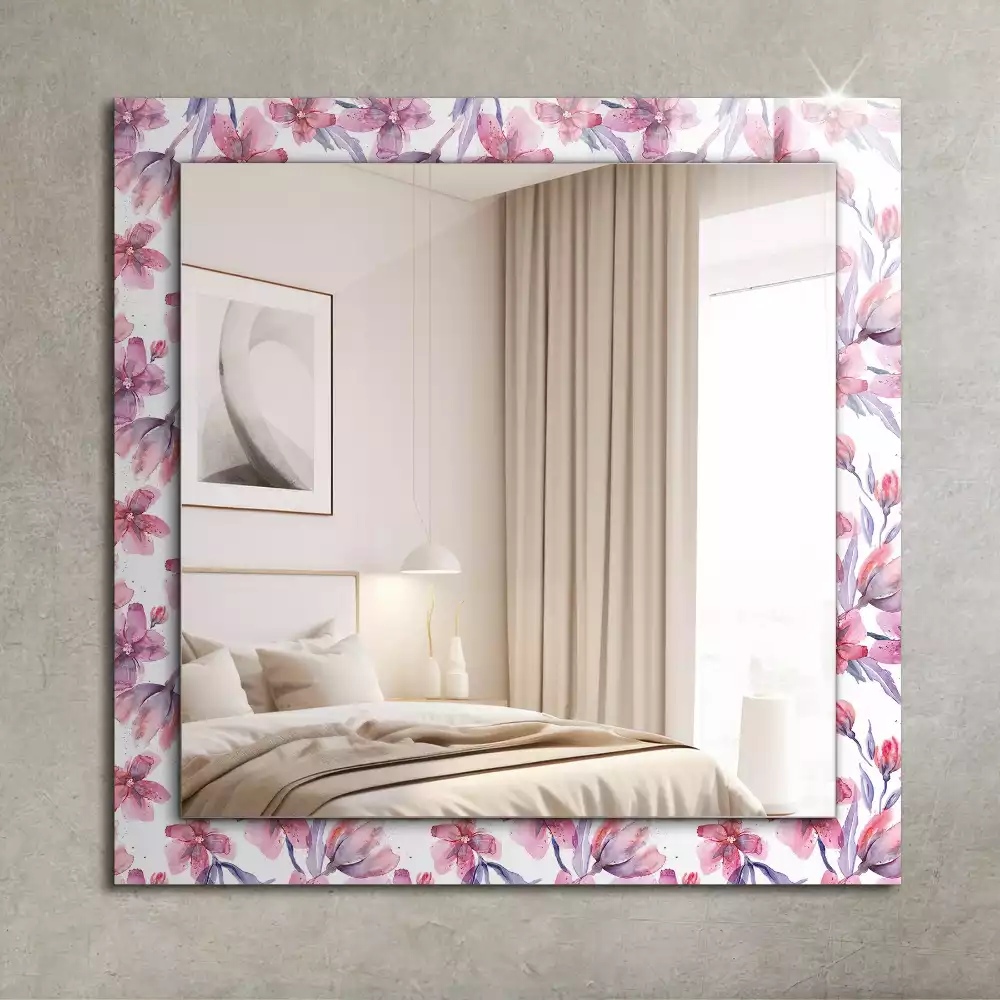 Miroir décoratif rectangulaire Fleurs motif aquarelle