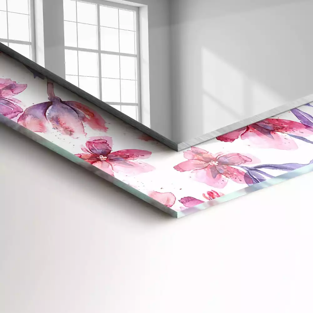 Miroir décoratif rectangulaire Fleurs motif aquarelle
