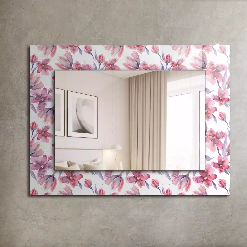 Miroir décoratif rectangulaire Fleurs motif aquarelle