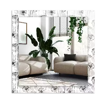 Miroir avec imprimé rectangulaire Motif floral monochrome