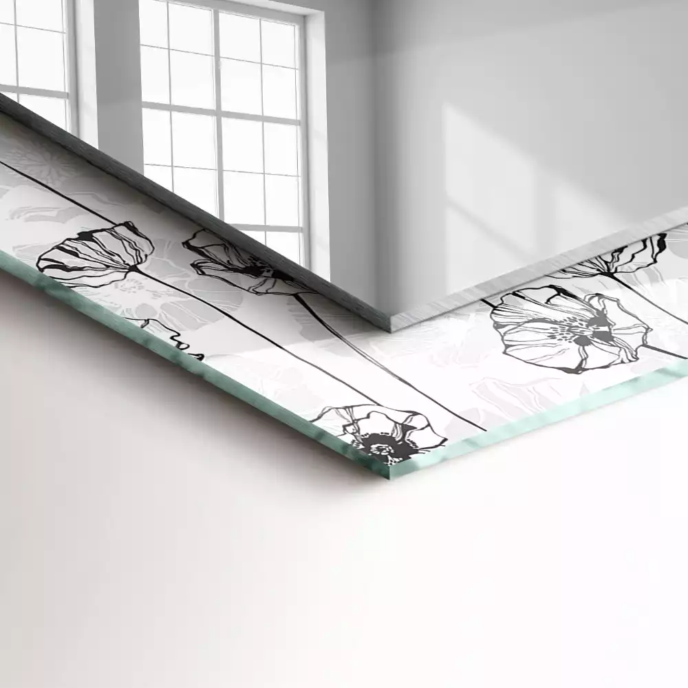 Miroir avec imprimé rectangulaire Motif floral monochrome