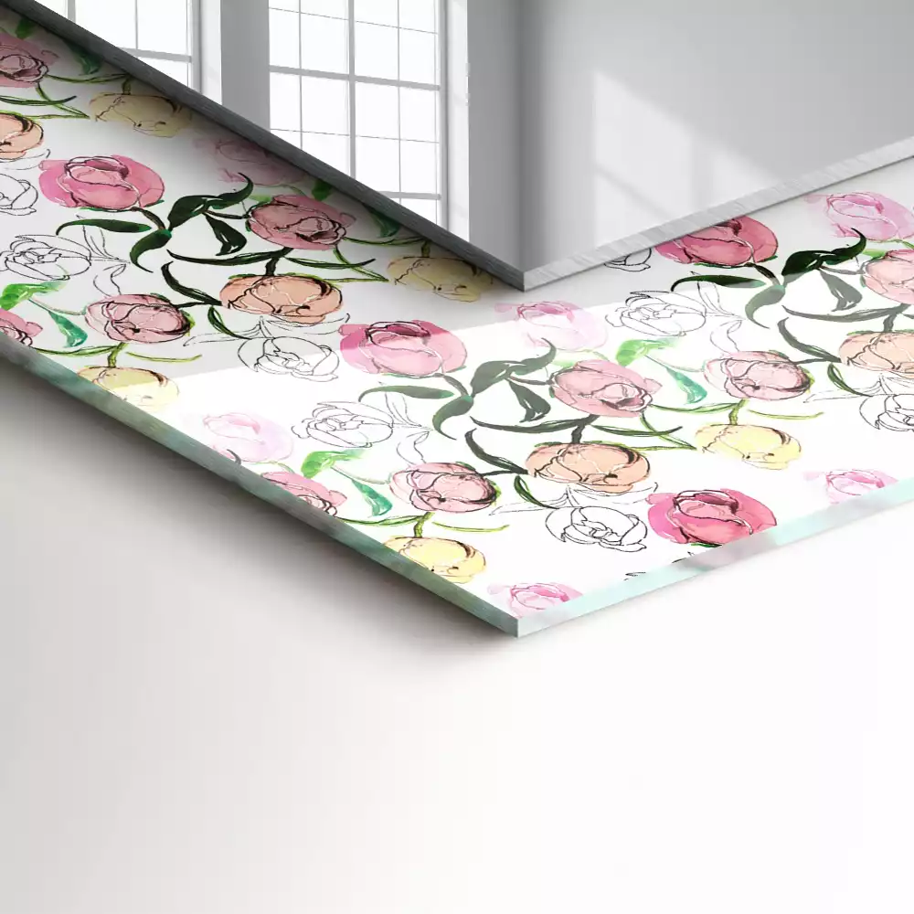 Miroir avec imprimé décoratif rectangulaire Motif floral